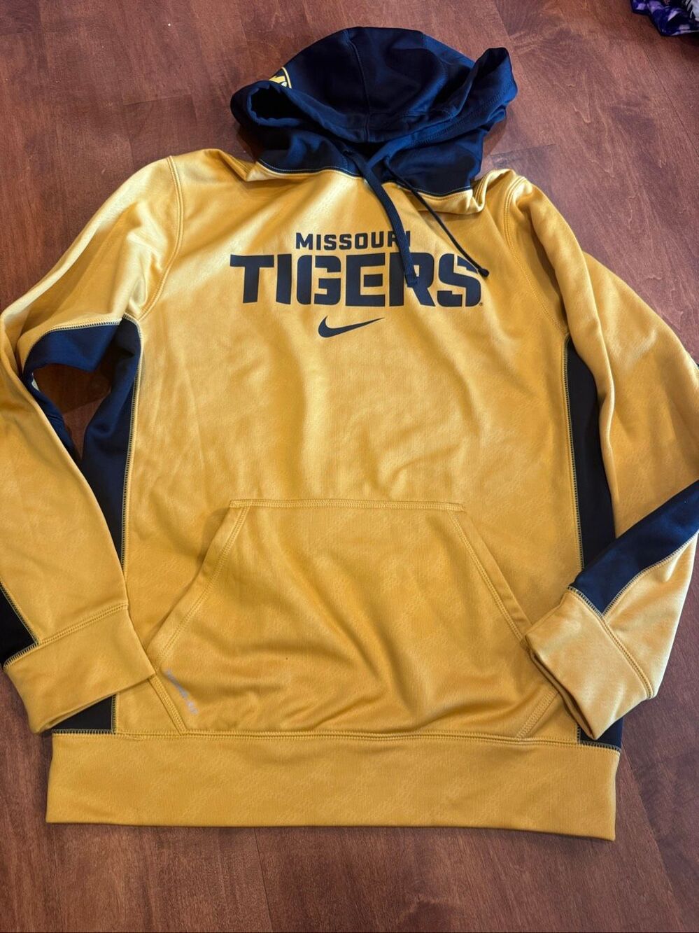 Nike Mizzou Missouri Tigers Therma-FIT Hoodie Men’s Small Gold Black NCAA